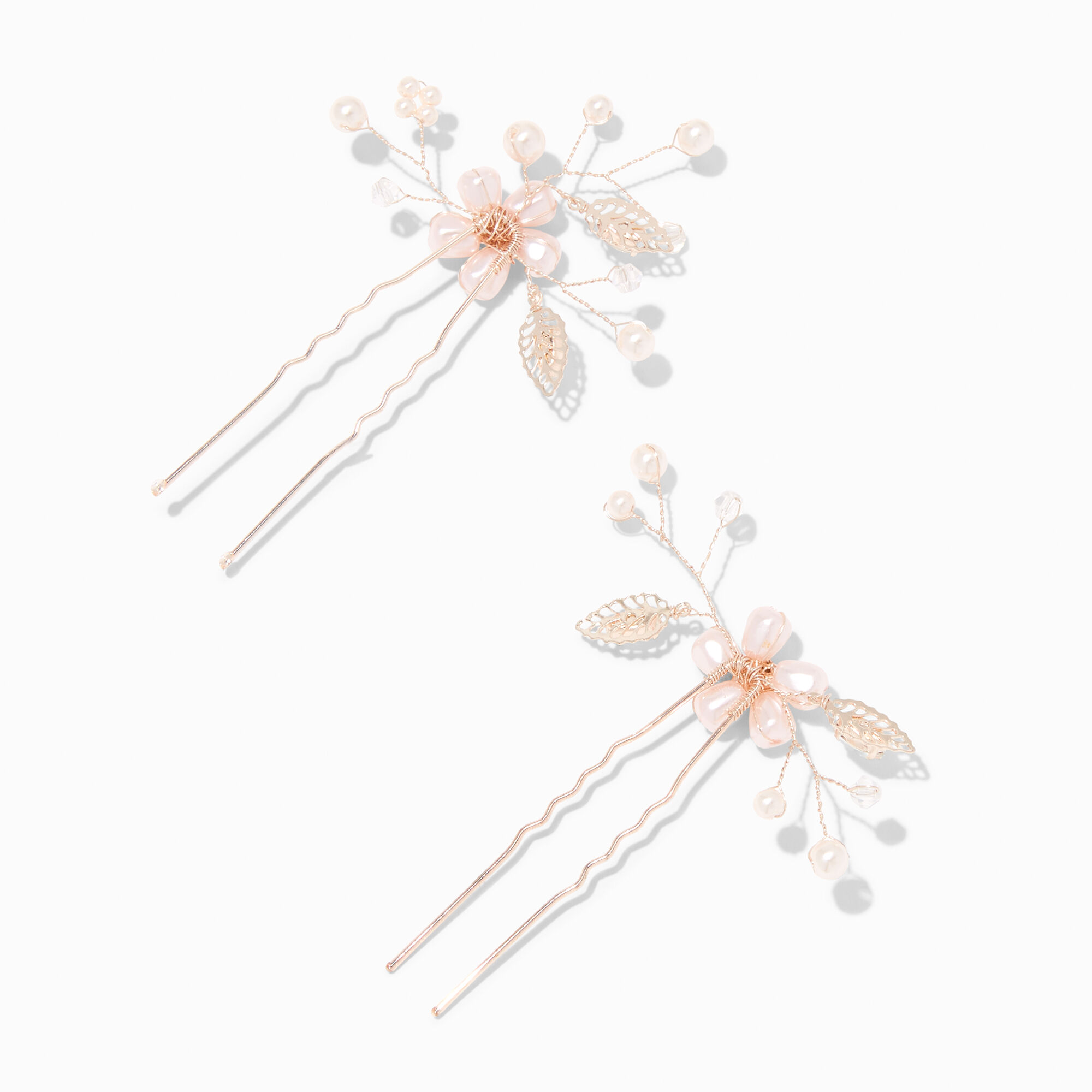 Rose Gold Crystal Pearl Flower Headband,
