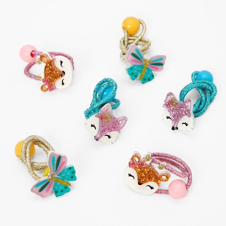 Claire's Club Glitter Fox Hair Ties - 6 Pack | Claire's US
