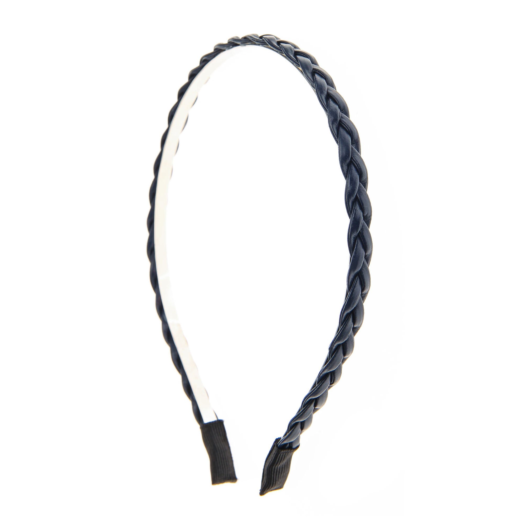 View Claires Faux Leather Plaited Headband Navy information