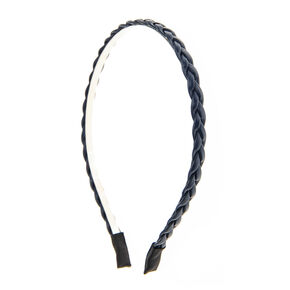 Faux Leather Plaited Headband - Navy,