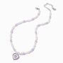 Purple Pulsing Heart Beaded Pendant Necklace,