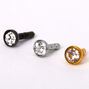 Mixed Metal 16G Crystal Labret Studs - 3 Pack,