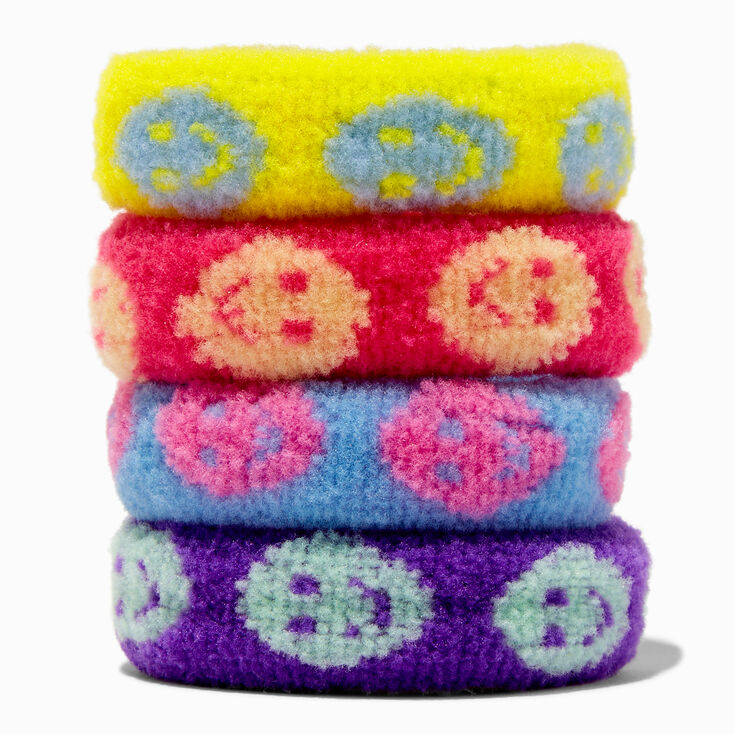 Neon Print Rolled Hair Ties - 4 Pack,