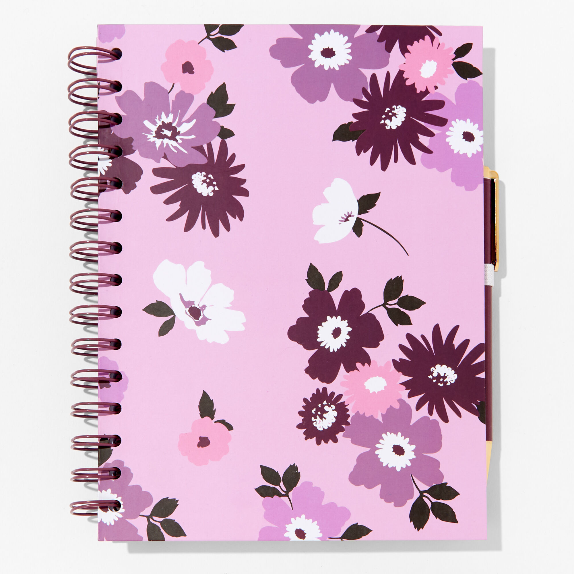 View Claires Floral Spiral Journal With Pen Purple information