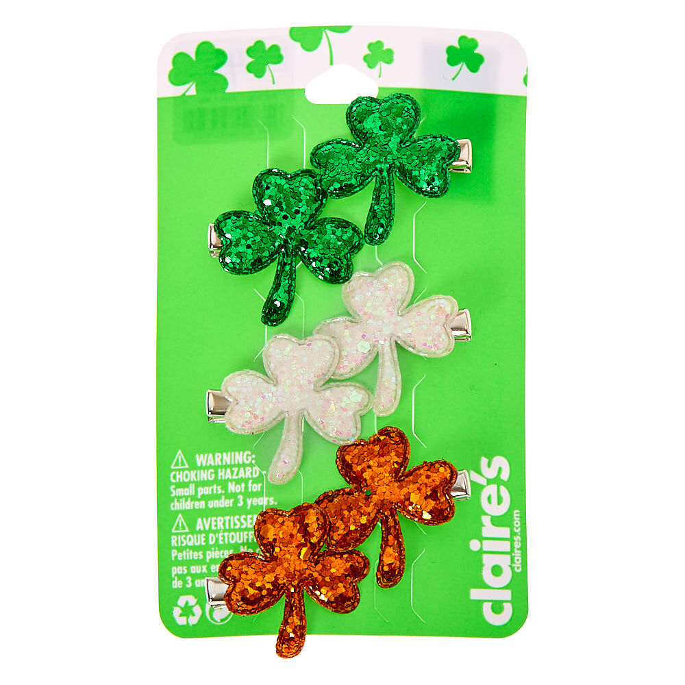 Barrettes trèfle à paillettes - Lot de 6,