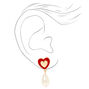 Gold Heart Teardrop Pearl Earrings,