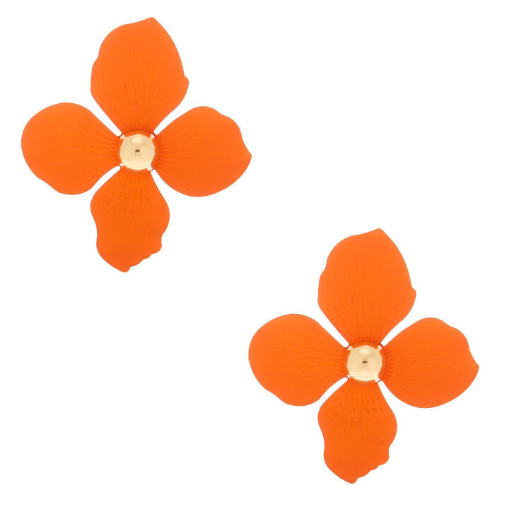 Claire's Pendantes florales orange 5 cm couleur doré