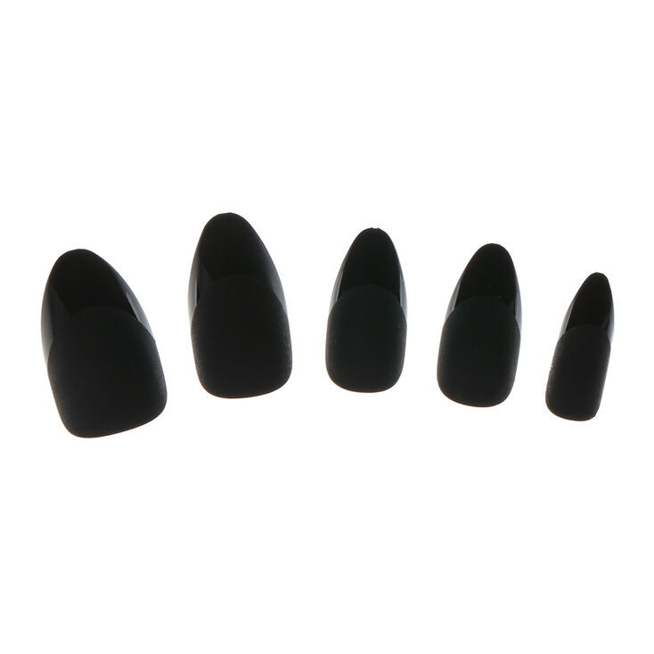 Matte French Tip Stiletto Faux Nail Set - Black, 24 Pack,