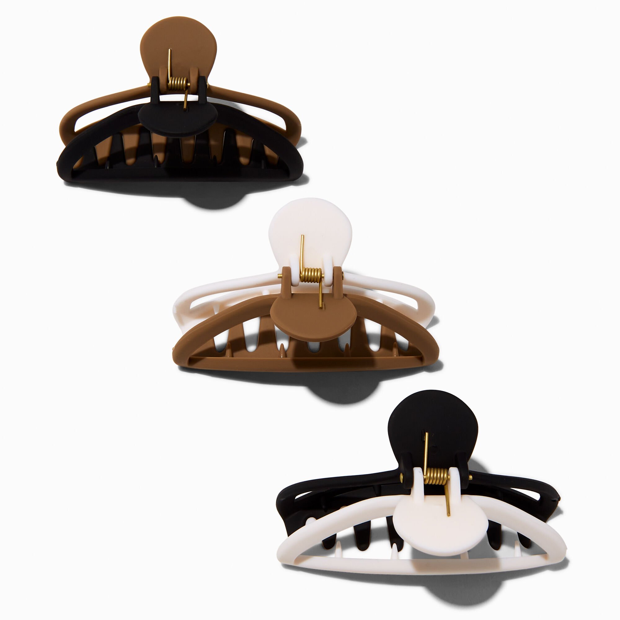 Curved Neutral Two-Tone Hair Claws - 3 Pack,
