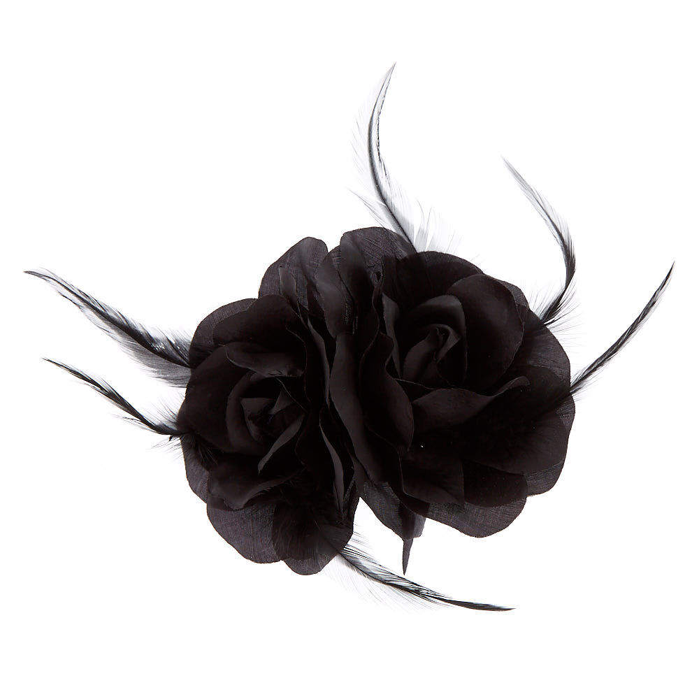 Large black flower hair clip store