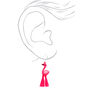 Silver 1.5&quot; Flamingo Drop Earrings - Pink,