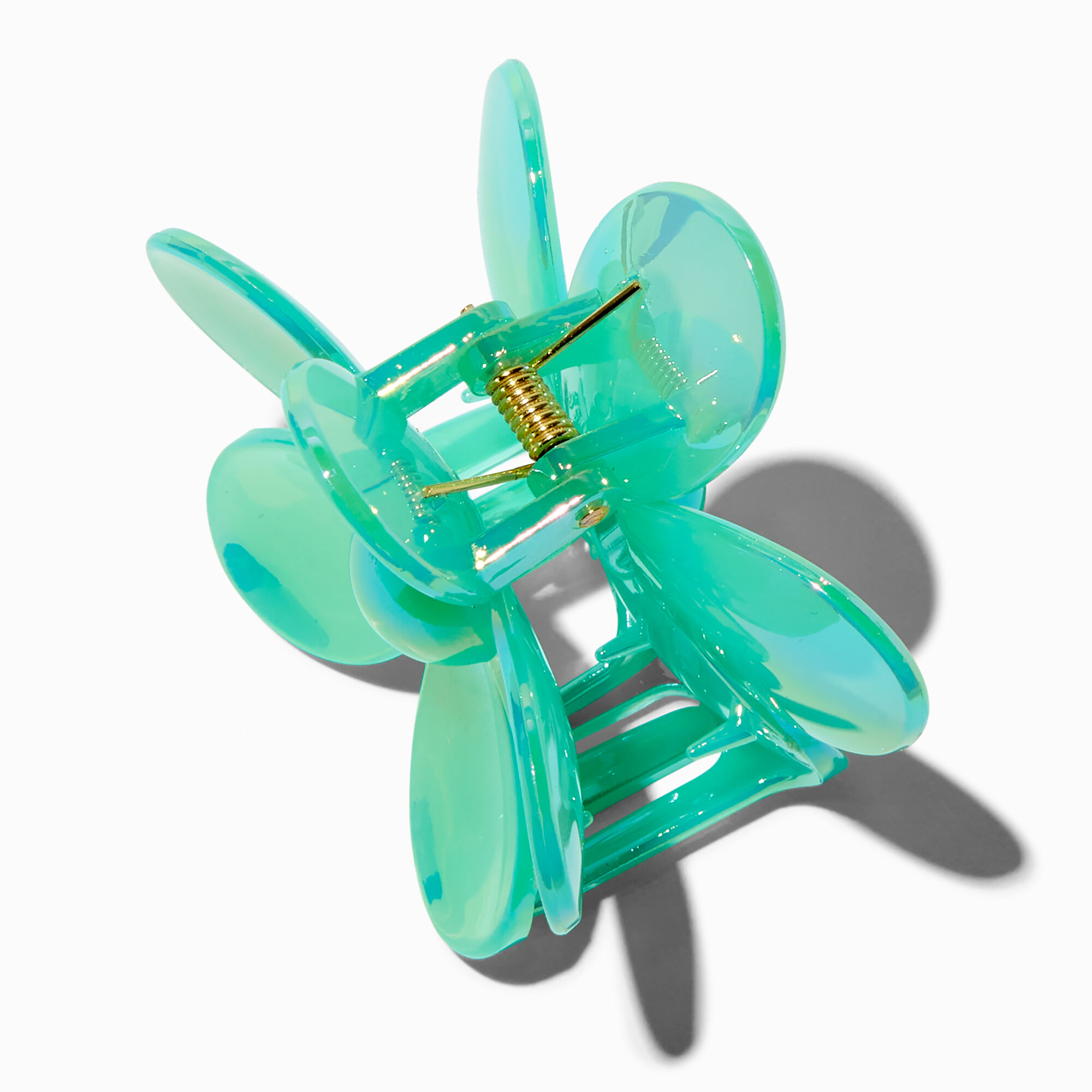 Pince à cheveux de taille moyenne à fleurs vert iridescent,