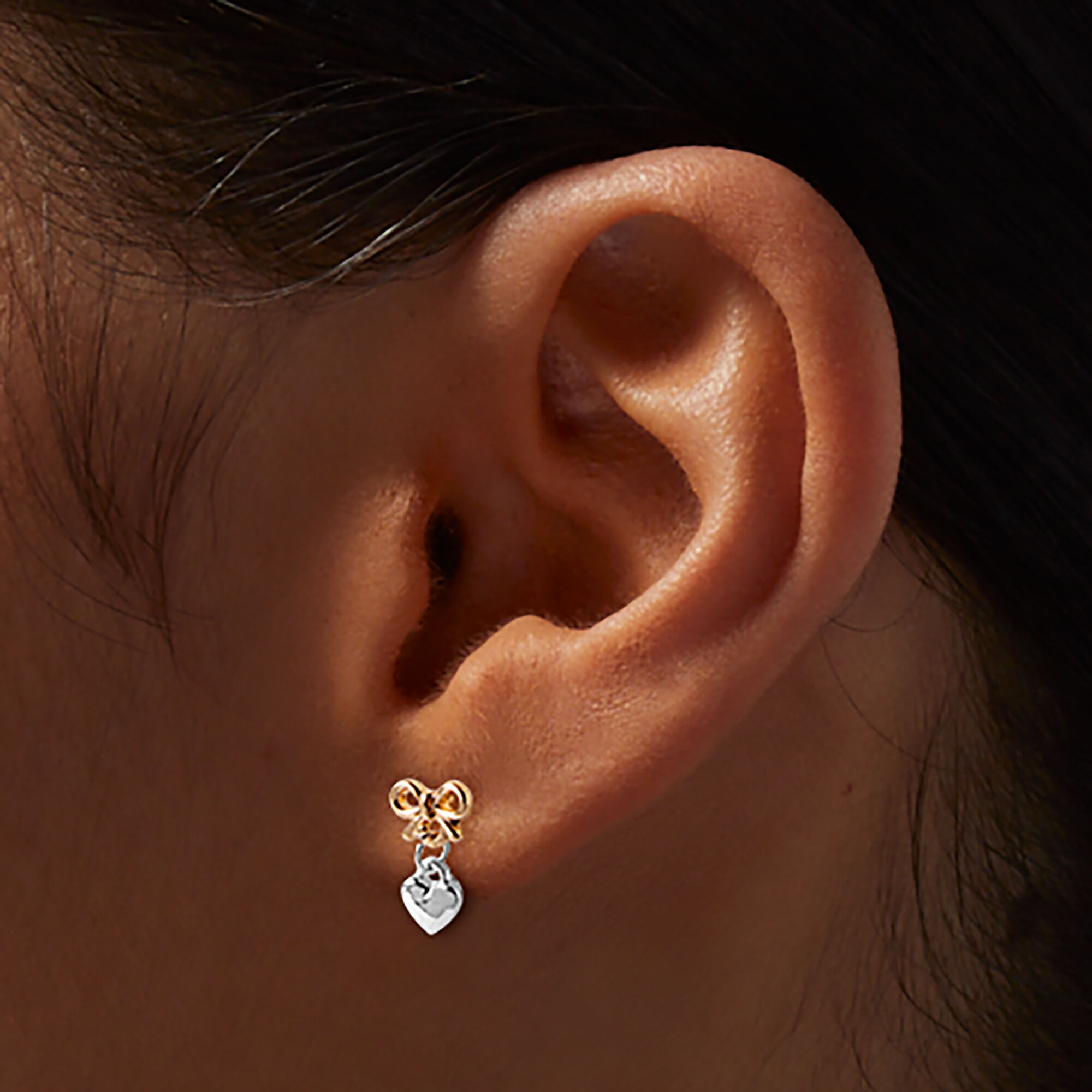 Mixed metal drop earrings on sale