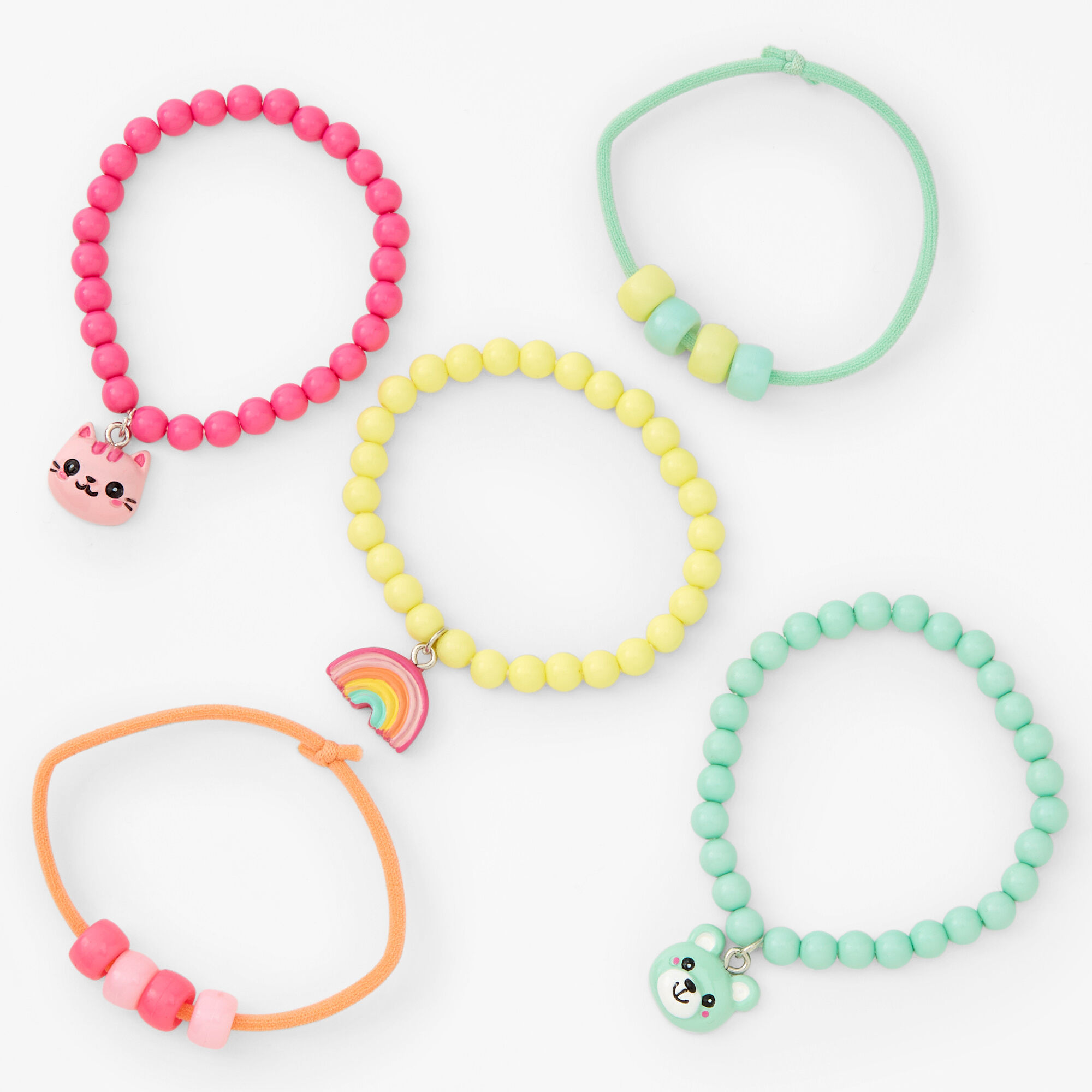 Claire's Club Rainbow Bead Word Stretch Bracelets - 3 Pack | CoolSprings  Galleria