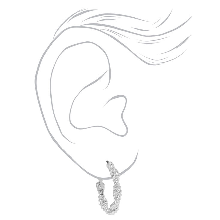 Silver Twisted Braid Hoop Earrings,