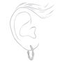 Silver Twisted Braid Hoop Earrings,