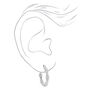 Silver-tone Twisted Braid Hoop Earrings,