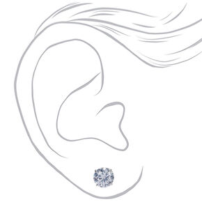 Sterling Silver Cubic Zirconia 8MM Round Stud Earrings,