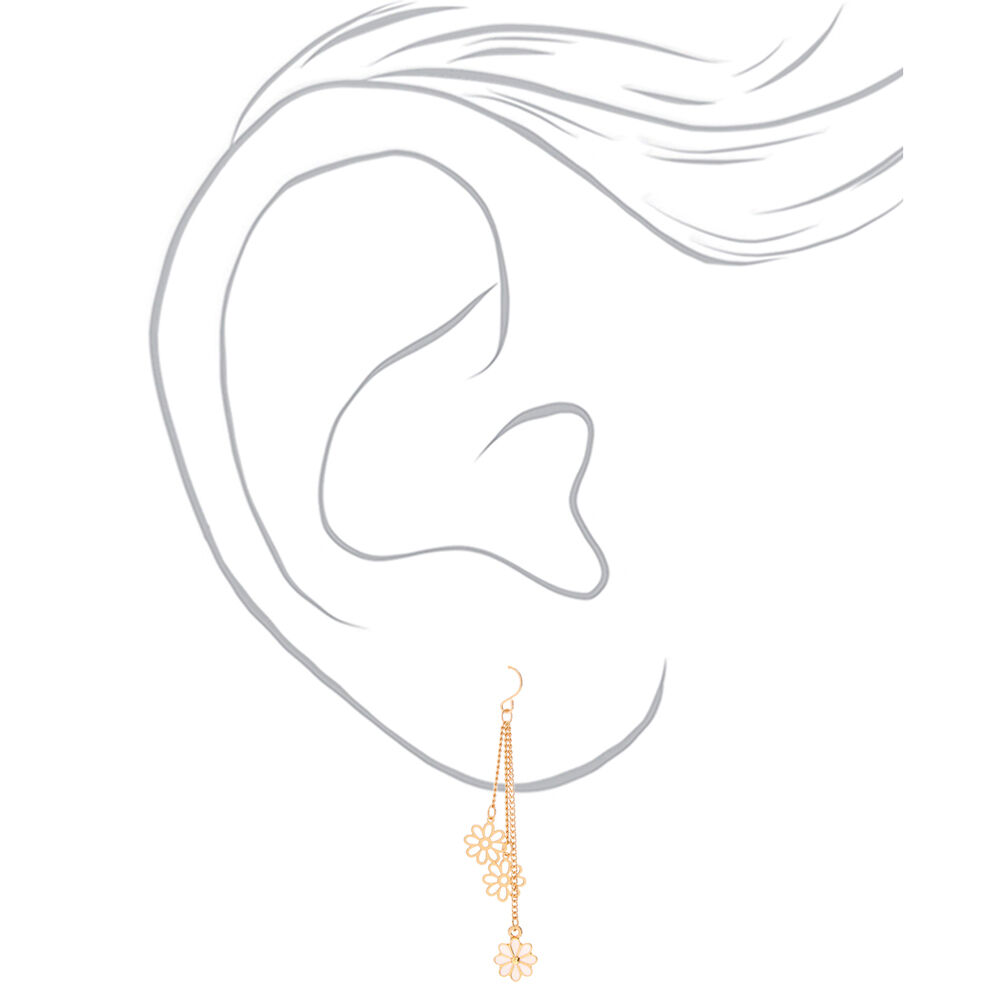 Gold 2.5" Daisy Drop Earrings,