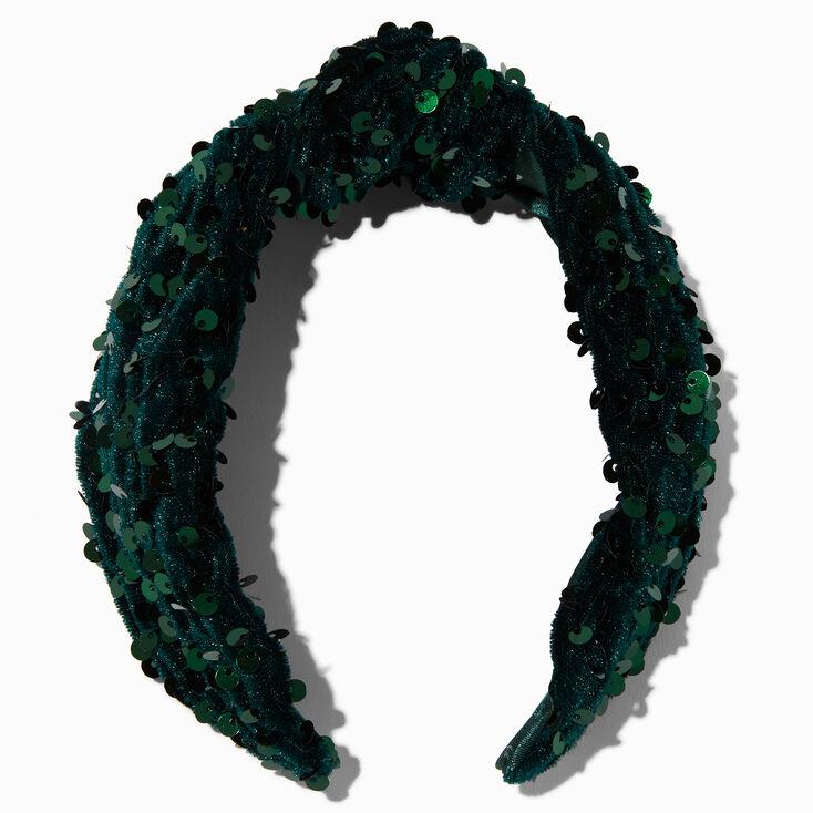 Emerald Sequin Knotted Headband,