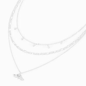Silver Heart with Angel Wings Multi-Strand Necklace,