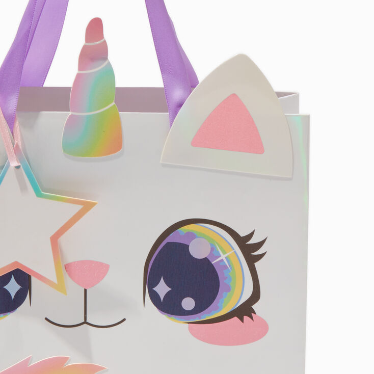 Sac cadeau chat-licorne de taille moyenne,