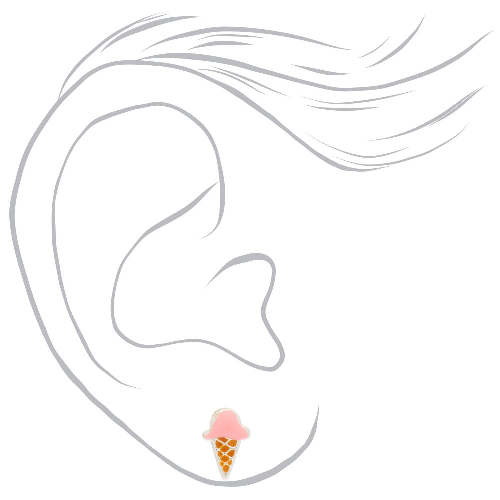 Sterling Silver Sweet Treat Stud Earrings - 3 Pack,