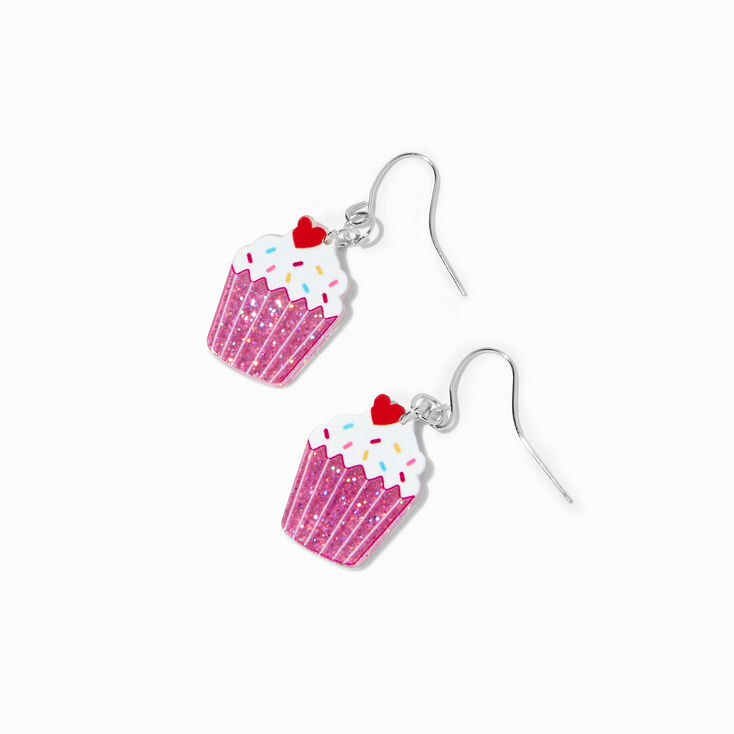 Glitter Cupcake 1.5&quot; Drop Earrings,