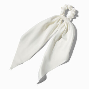 Small White Hair Scrunchie Scarf,