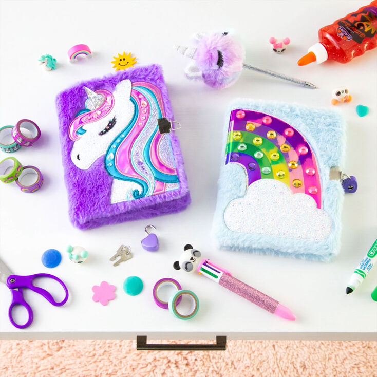 Miss Glitter the Unicorn Plush Lock Diary - Purple,