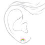 Clous d&#39;oreilles arc-en-ciel &agrave; paillettes couleur argent&eacute;e,