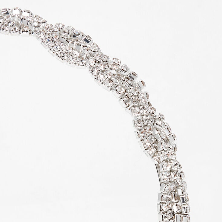 Silver-tone Braided Crystal Statement Headband,