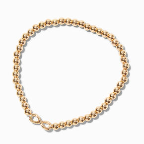 Infinity Charm Gold-tone Shot Bead Stretch Bracelet,
