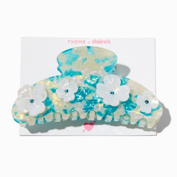 T H E M E x Claire&#39;s Blue &amp; White Floral Pearl Hair Claw,