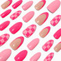 Pink Checkered French Tip Stiletto Vegan Faux Nail Set - 24 Pack,