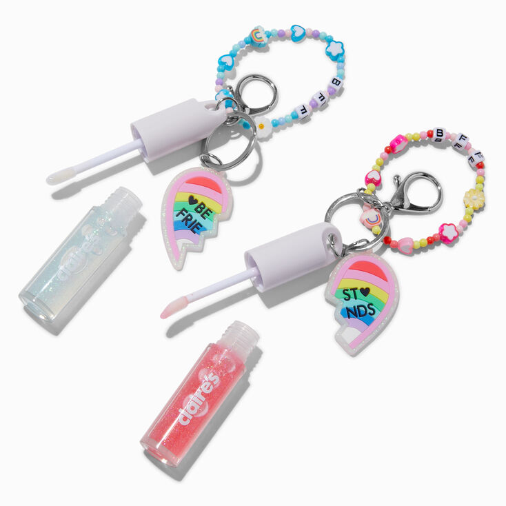 Best Friends Heart Lip Gloss Keyrings - 2 Pack,