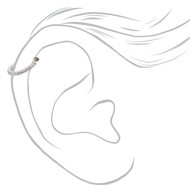 18G Silver-tone Stainless Steel Embellished Helix Hoop Earring,