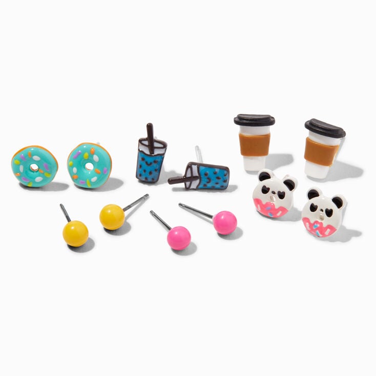 Boba Tea &amp; Doughnuts Stud Earrings &#40;6 Pack&#41;,