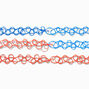 Patriotic Red, White, &amp; Blue Tattoo Choker Necklaces - 3 Pack,