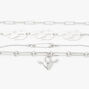 Silver Hearts and Flames Chain Bracelet Set - 4 Pack,