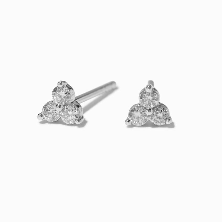 C LUXE by Claire&#39;s Sterling Silver 1/8 ct. tw. Lab Grown Diamond 2MM Tripod Stud Earrings,