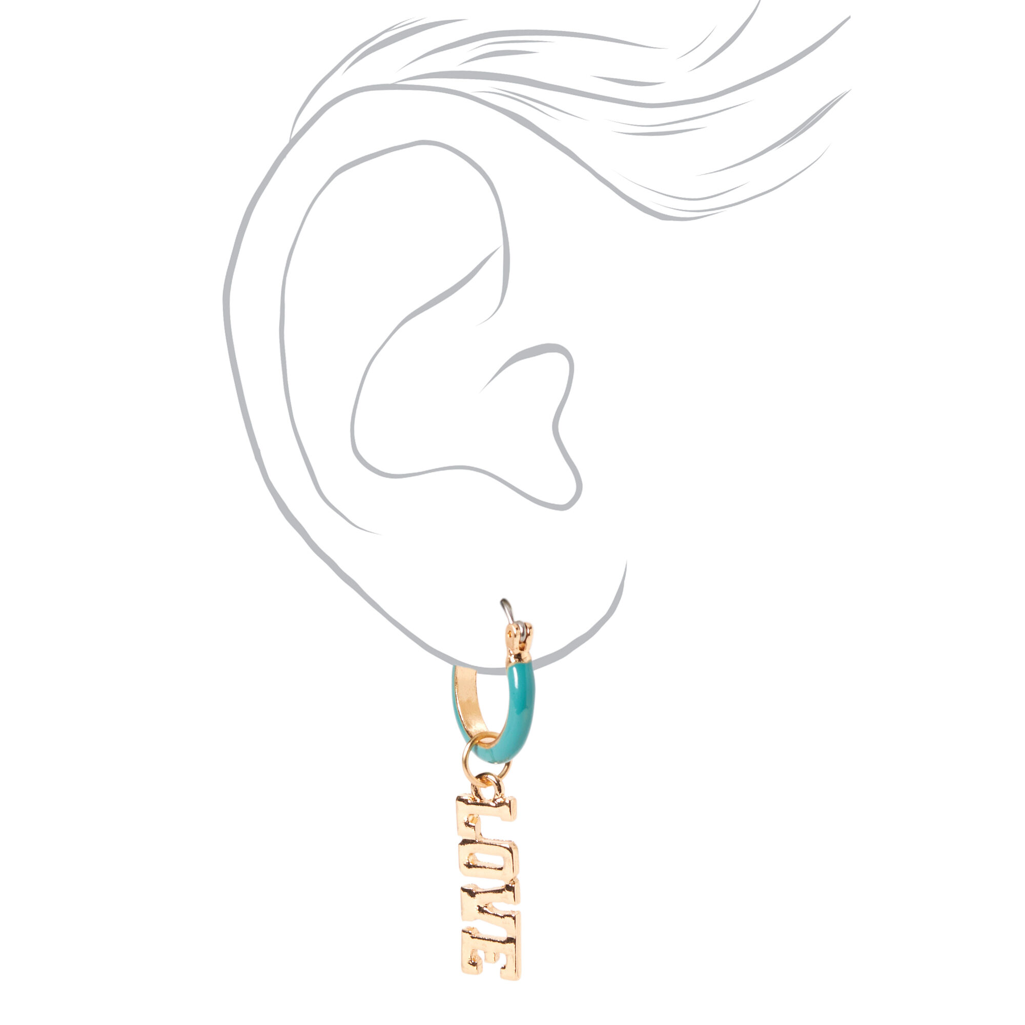 Love Charm Enamel 1.5" Hoop Earrings - Teal,