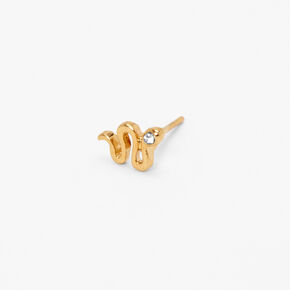 18k Gold Plated One Snake Stud Earring,