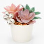 Tricolor Faux Succulent Plant with Gemstone Flower,