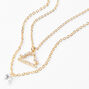 Gold Cubic Zirconia Zodiac Multi Strand Necklace - Libra,