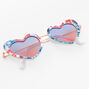 Red, White, And Blue Tie Dye Heart Sunglasses,
