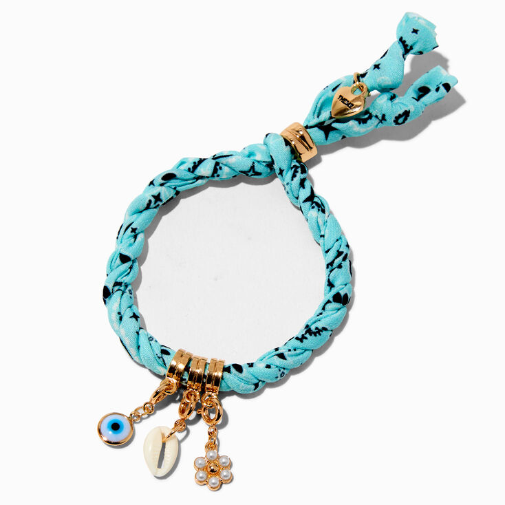 T H E M E x Claire&#39;s Light Blue Bandana Rope Charm Bracelet,