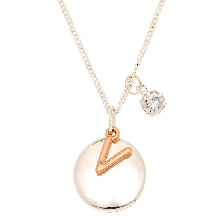 Claire's Collier à pendentif breloque à initiale V en métaux mixtes