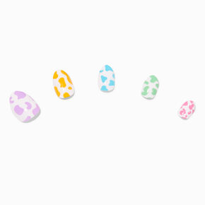 Rainbow Cow Print Stiletto Press On Vegan Faux Nail Set - 24 Pack,