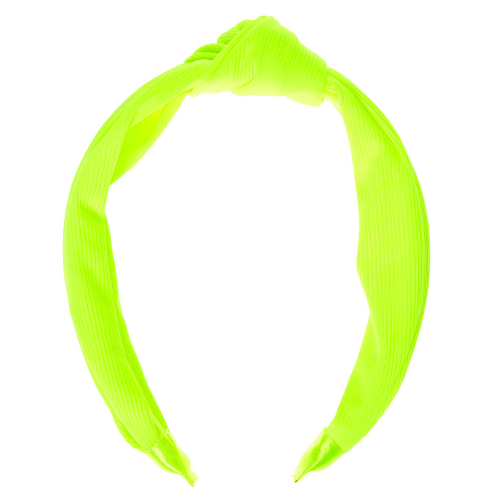 Ribbed Knotted Headband - Neon Lime,